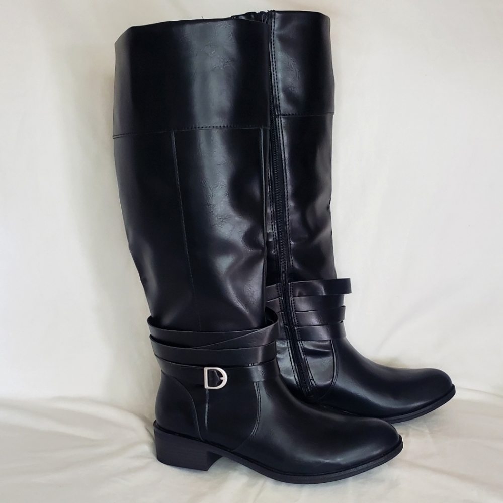NEW St. John's Bay Black Long Calf High Memory Foam Riding Boots (Size:10)